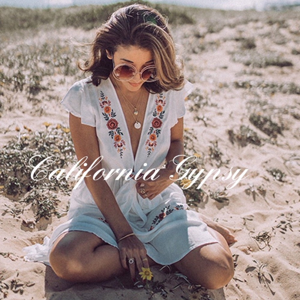 Western Boho Gypsy Embroidered Midi Dress - Picture 4 of 8